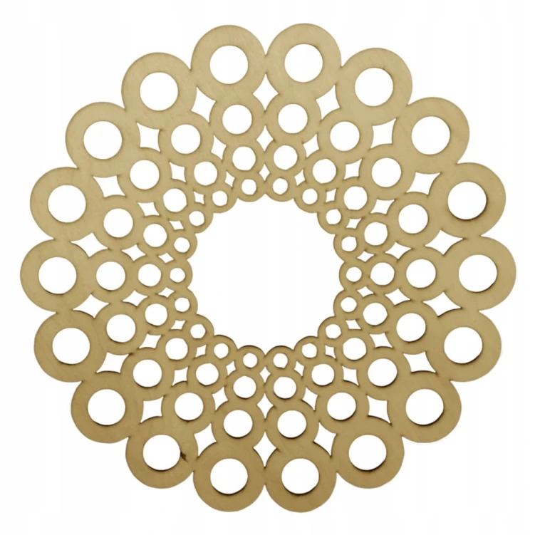 Mandala ze sklejki 59 cm – stylowa i lekka dekoracja ścienna do wnętrz, grubość 3 mm, naturalne drewno