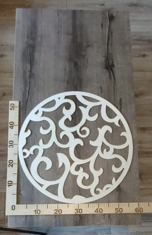 Mandala ze sklejki 59 cm – stylowa i lekka dekoracja ścienna do wnętrz, grubość 3 mm, naturalne drewno