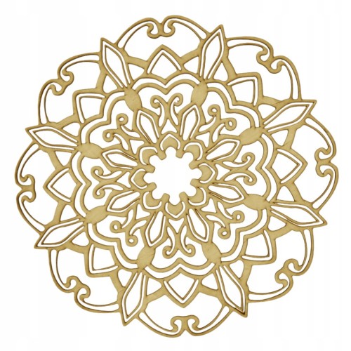 Mandala ze sklejki 59 cm – stylowa i lekka dekoracja ścienna do wnętrz, grubość 3 mm, naturalne drewno