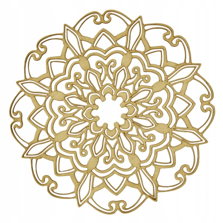 Mandala ze sklejki 59 cm – stylowa i lekka dekoracja ścienna do wnętrz, grubość 3 mm, naturalne drewno