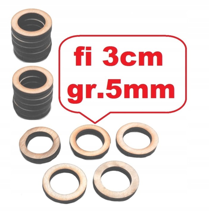 3 cm gr.5mm rant 0,5cm Zestaw obręczy 100szt.
