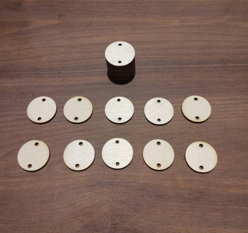 3 cm gr.3mm Koło Zawieszka z 2 dziurkami 20szt.