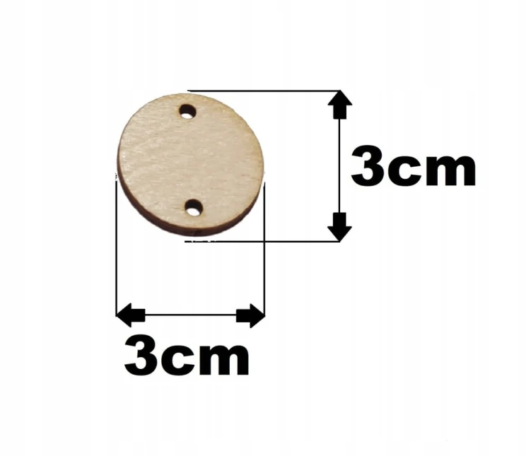3 cm gr.3mm Koło Zawieszka z 2 dziurkami 20szt.