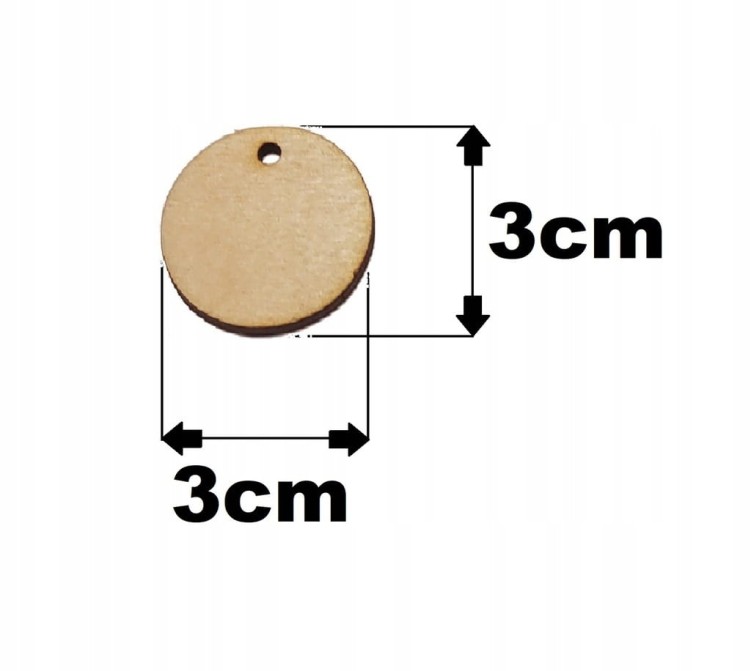 3 cm gr.3mm Koło Zawieszka z dziurką 20szt.