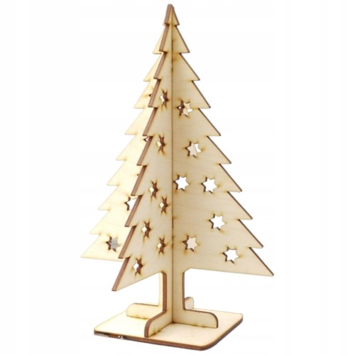 Choinka stojąca na podstawce ze sklejki świąteczne drzewko 3D 20 x 13,5 cm wzór 270