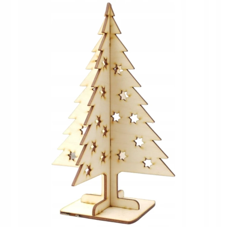 Choinka stojąca na podstawce ze sklejki świąteczne drzewko 3D 20 x 13,5 cm wzór 270