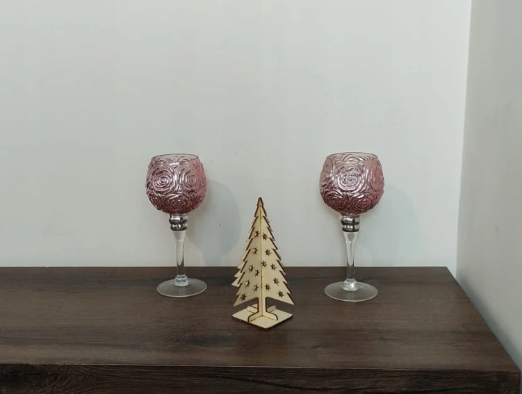 Choinka stojąca na podstawce ze sklejki świąteczne drzewko 3D 20 x 13,5 cm wzór 270