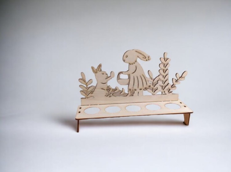 Zające na Pisanki Stojak na wielkanocny stół 18 x 25 x 8 cm wzór 574