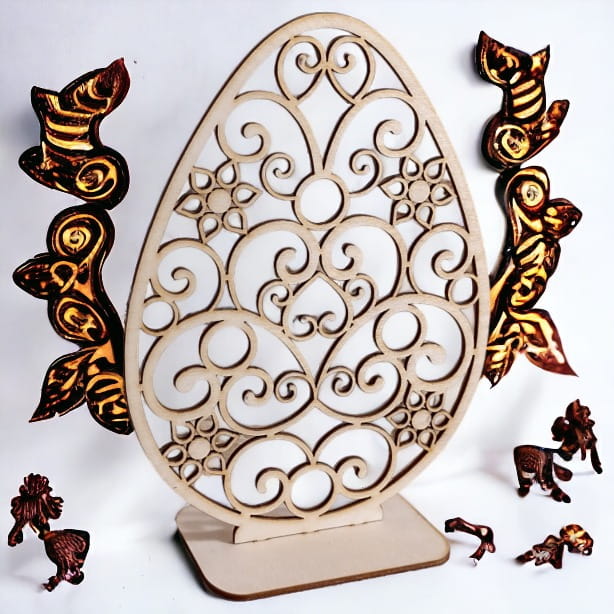Ozdoba świąteczna Jajko wielkanocne ażurowe stojące 20 x 15 cm wzór 518