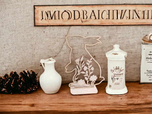 Dekoracja świąteczna na stół Zając wielkanocny w kwiaty 15 x 20 cm wzór 521
