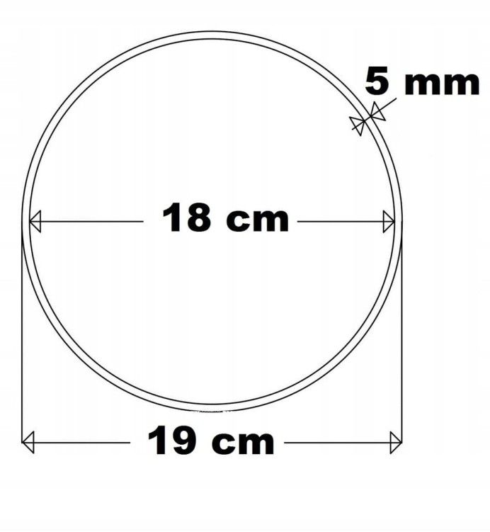 Obręcz do makramy koło 19 cm Baza łapacz 1 szt. rant 5 mm Sklejka gr. 5 mm