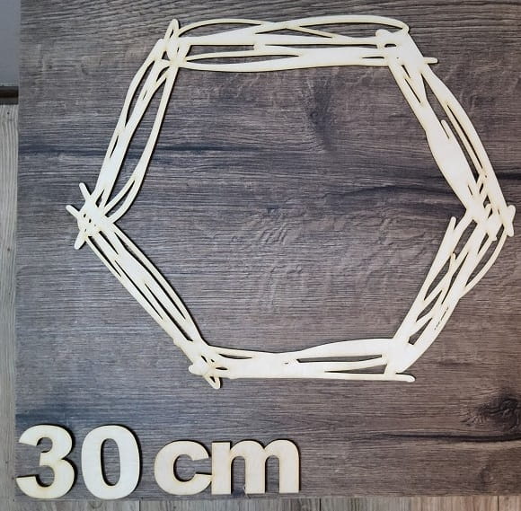 Obręcz ze sklejki gr 3 mm w kształcie heksogenu 30 cm baza do łapacza
