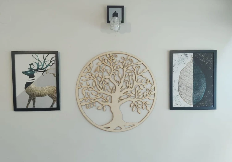Mandala ze sklejki 59 cm – lekka i stylowa dekoracja ścienna do wnętrz, naturalne drewno, grubość 3 mm