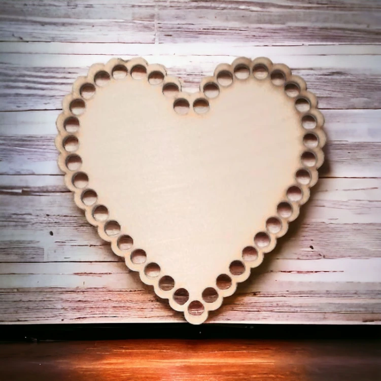 Spód do koszyka ze sklejki 12 cm – serce z otworami do szydełkowania, baza do rękodzieła i DIY