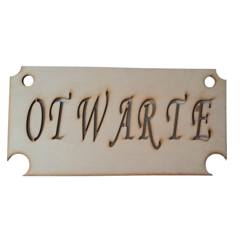 Tabliczka zawieszka Otwarte drewniana 20x10 cm