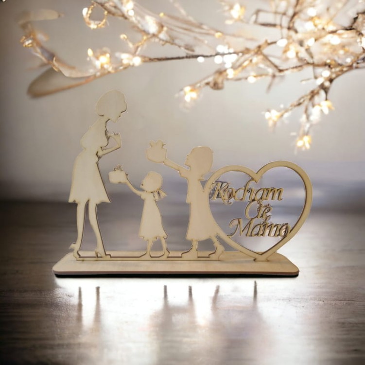 Dzień Mamy dekoracja stojąca kocham Cię Mamo dzieci z mamą 27 x 20 cm wzór 3032