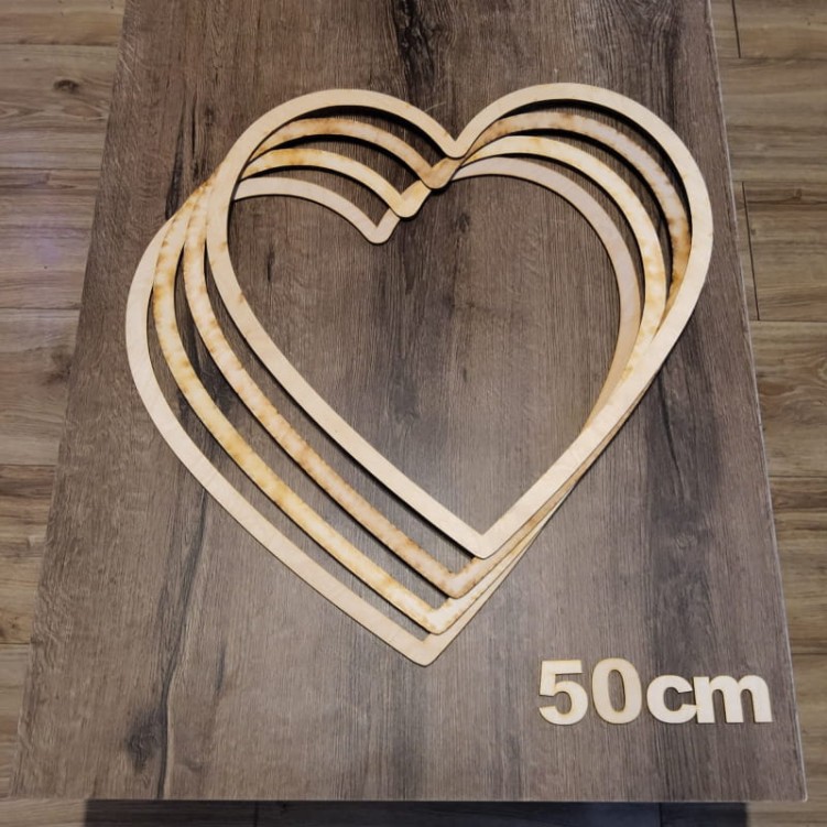 Serce obręcz baza drewniana do Makramy 50 cm  Sklejka gr. 5 mm