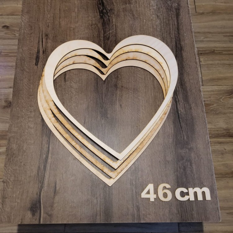 Obręcz Serce baza drewniana do Makramy 46 cm Sklejka gr. 5mm