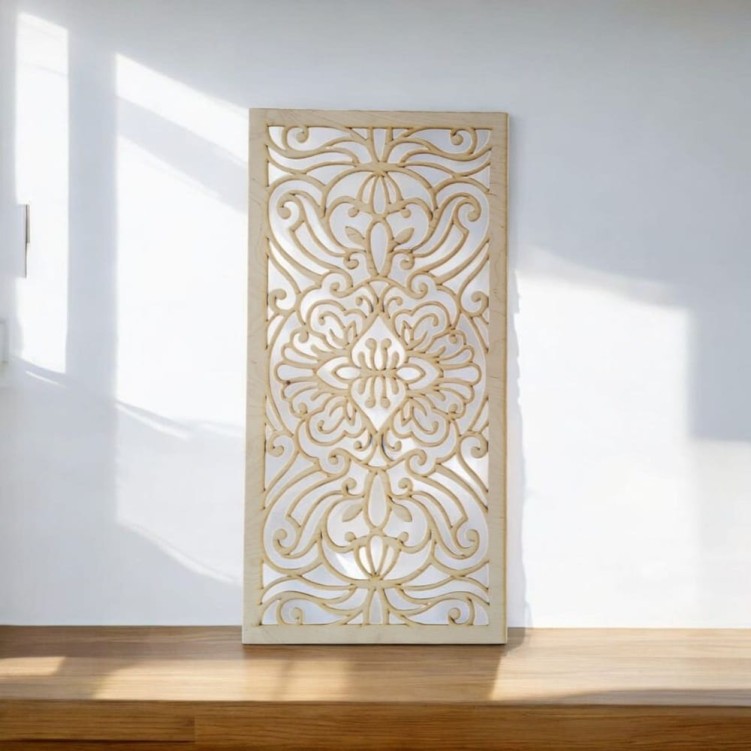 Drewniany panel do aranżacji 29 x 59 cm ażur ze sklejki
