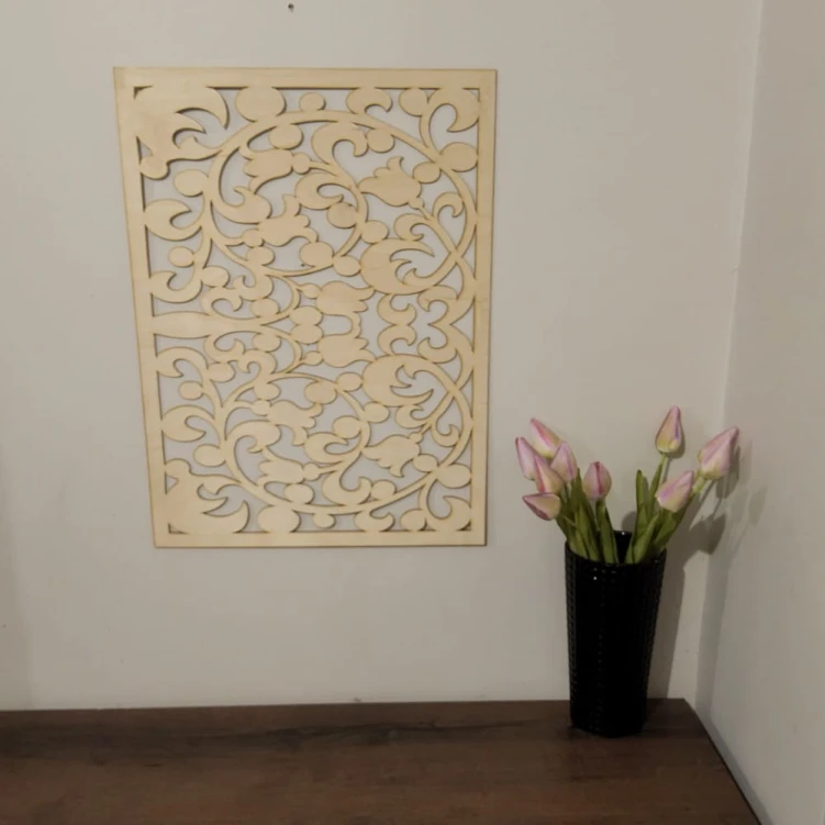 Drewniana ścianka dekoracyjna 44 x 59 cm panel ażur ze sklejki