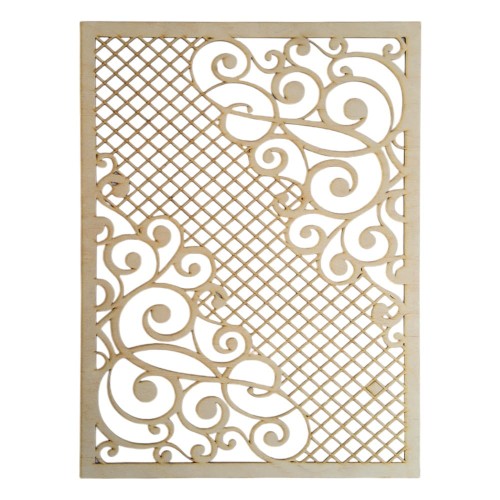 Ażurowy panel ze sklejki 44x59 cm – minimalistyczna dekoracja ścienna z drewna brzozowego, grubość 3 mm