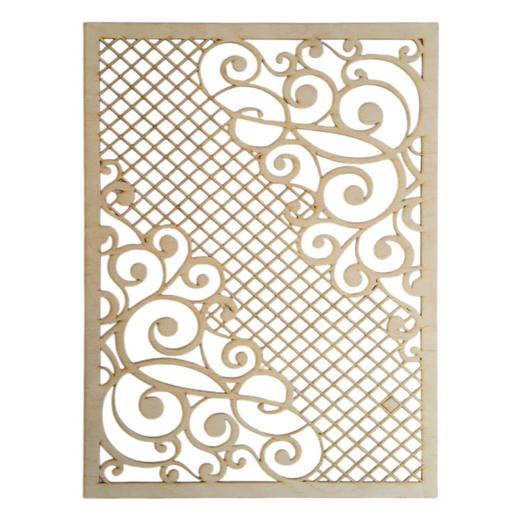 Ażurowy panel ze sklejki 44x59 cm – minimalistyczna dekoracja ścienna z drewna brzozowego, grubość 3 mm