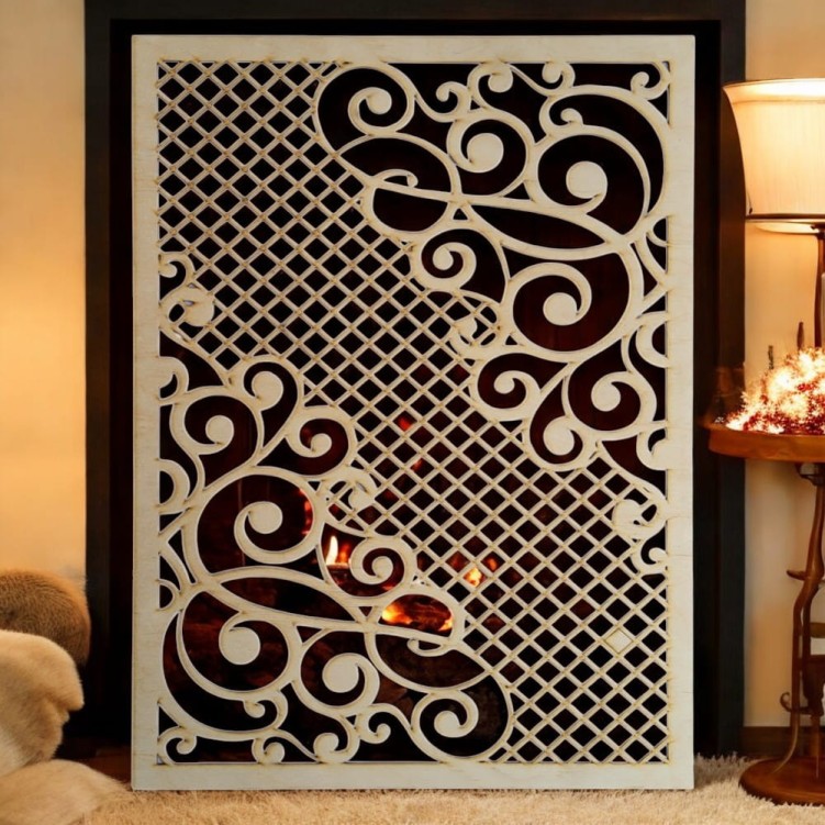Ażurowy panel ze sklejki 44x59 cm – minimalistyczna dekoracja ścienna z drewna brzozowego, grubość 3 mm
