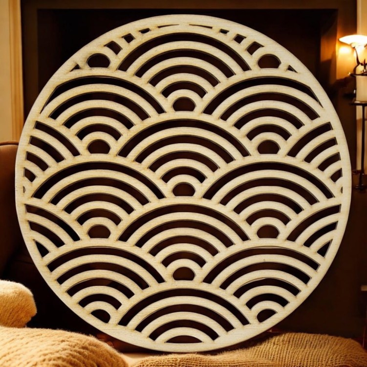 Mandala drewniana okrągła panel ozdobny 25 cm wzór Japoński Na wymiar