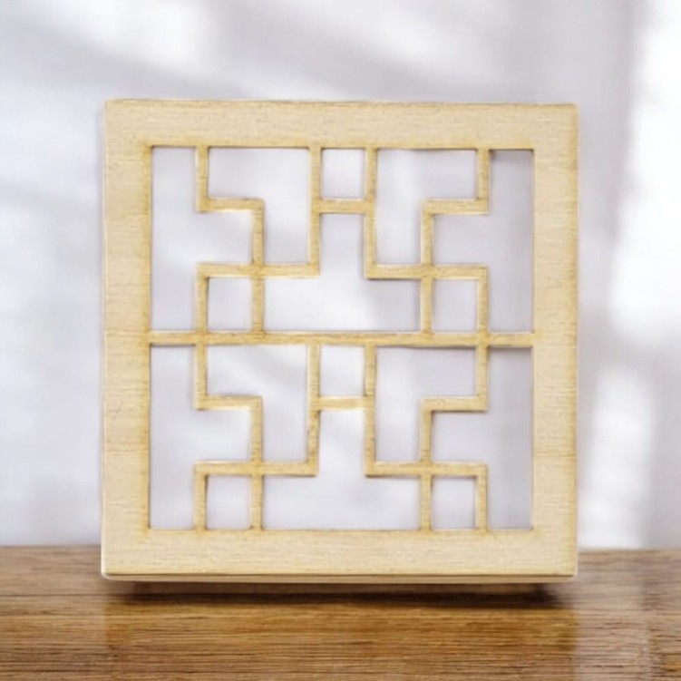 Podstawka drewniana 10 x 10 cm ażurowa, dekoracyjna, Laserowo Wycinana 3mm