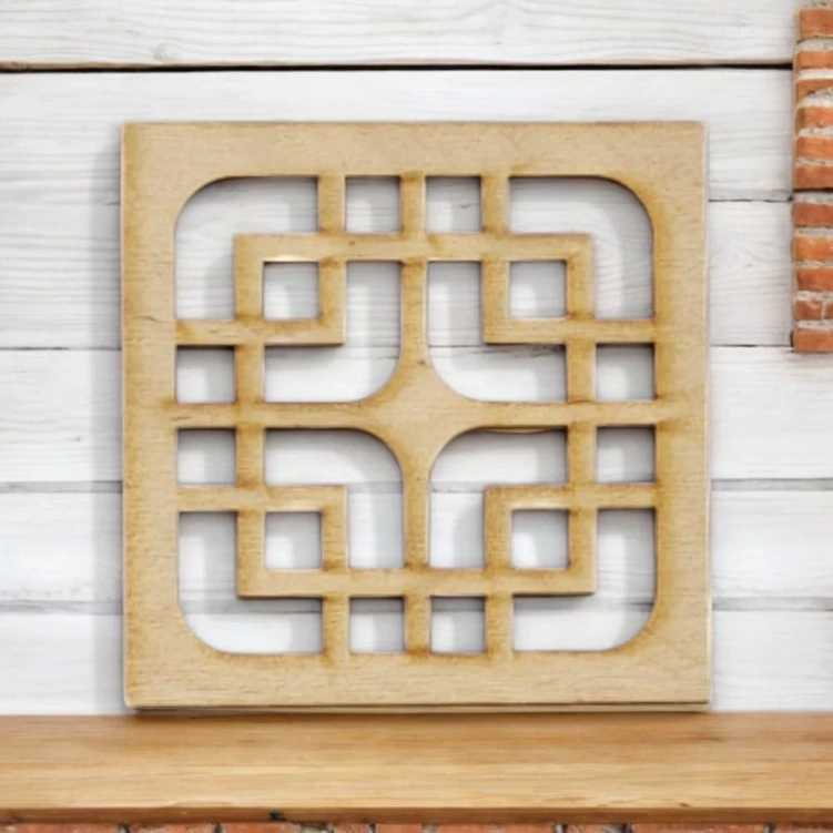 Drewniana Podkładka 10 x 10 cm Ażurowa, Dekoracyjna, Laserowo Wycinana 3mm