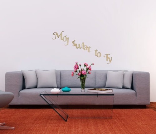 Drewniany cytat napis na ścianę Mój świat to ty! 80 x 65 cm sklejka gr.5mm