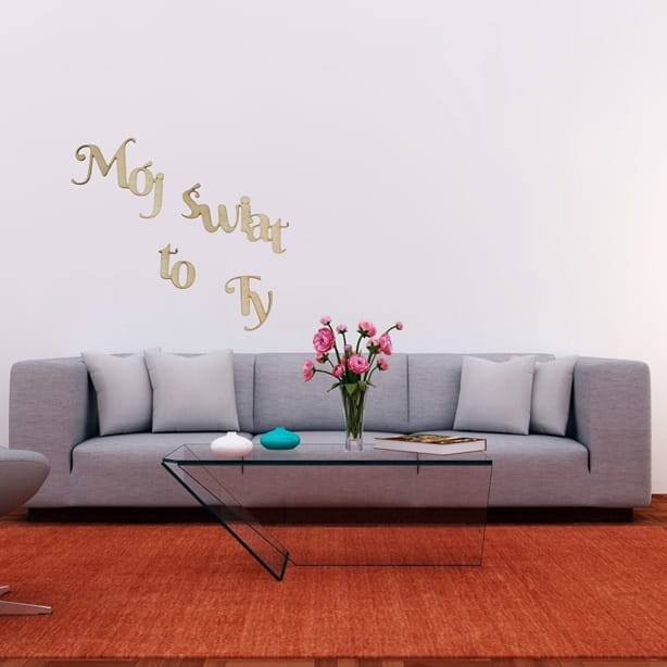 Drewniany cytat napis na ścianę Mój świat to ty! 80 x 65 cm sklejka gr.5mm