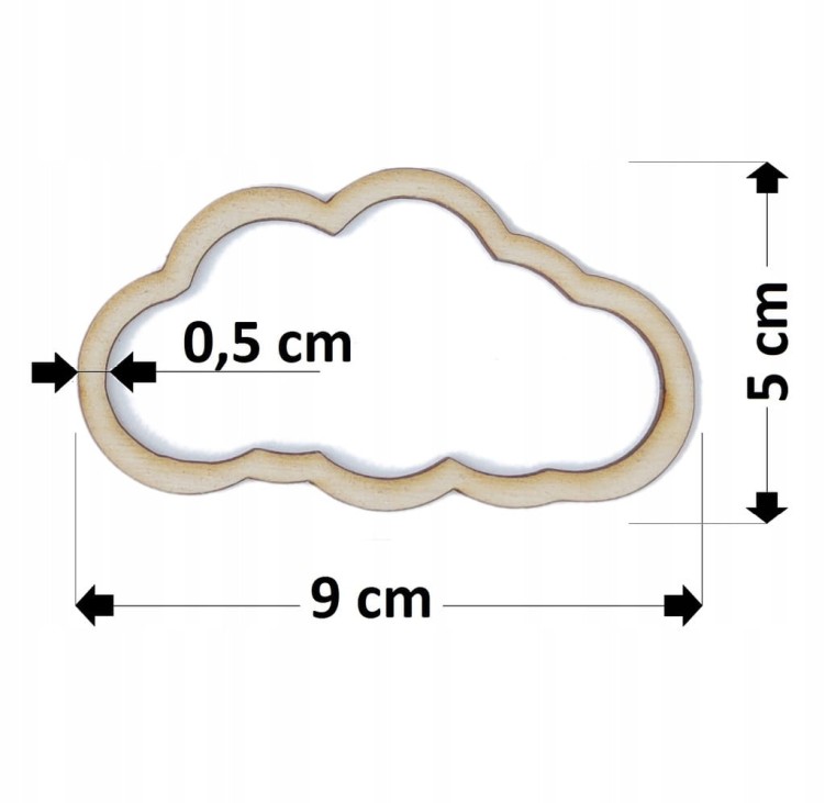 Drewniana obręcz chmura 9x5 cm