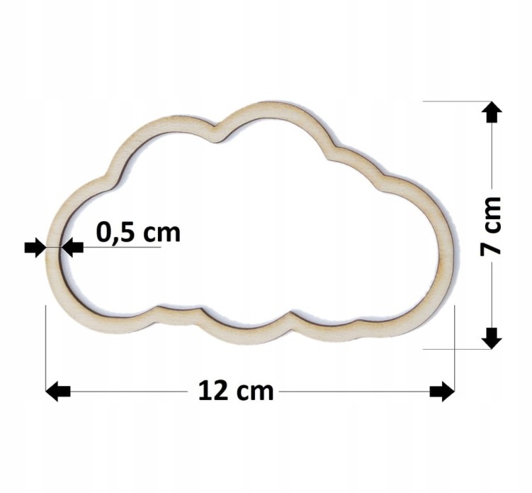 Drewniana obręcz chmura 12x7 cm