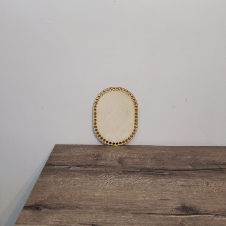 Owalna baza ze sklejki 20x15 cm z otworami do haftu, makramy dno do koszyka