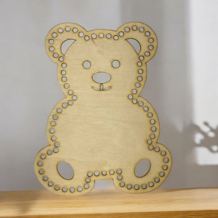 Niedźwiadek 20 x 16 cm dno do koszyka miś z dziurkami sklejka do rękodzieła