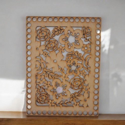 Baza do koszyka ażurowa prostokątna wzór kwiatowy hafciarski 20x15 cm