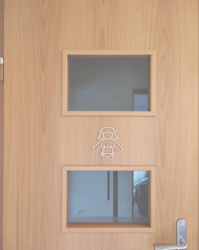 Dekor piktogram ze sklejki śmieszna ikona dekoracyjna 12x12 cm znak KOBIETA