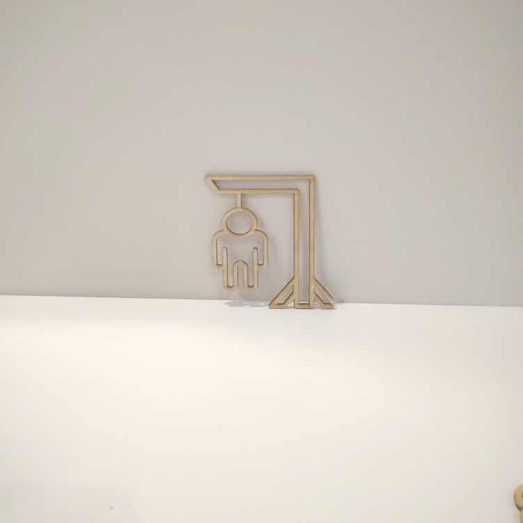 Dekor piktogram ze sklejki DIY śmieszna ikona 12 x 12 cm znak SZUBIENICA