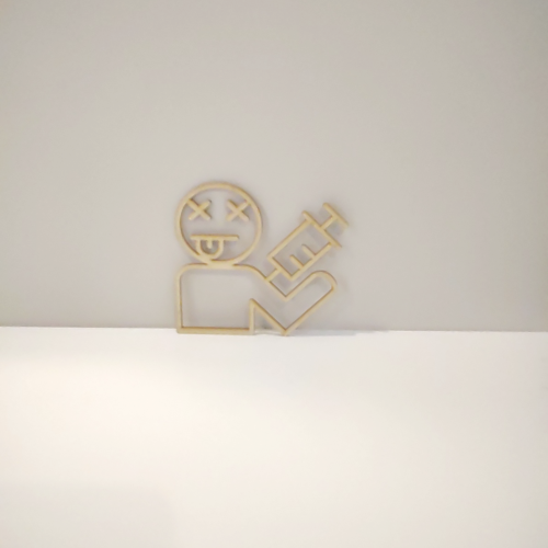 Dekor piktogram ze sklejki śmieszna ikona 12 x 12 cm ANTY SZCZEPIONKA
