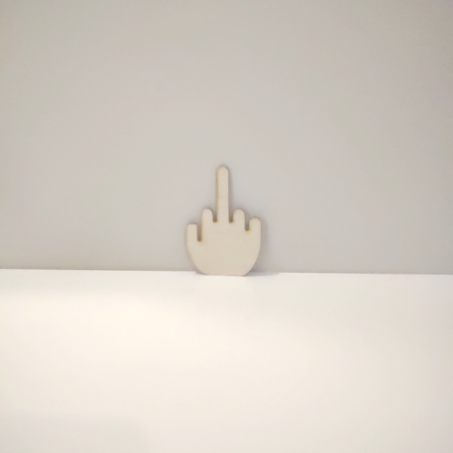 Graficzny symbol ze sklejki ikona z humorem 7,5 x 12 cm znak PALEC REAKCJI