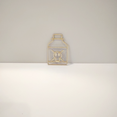 Dekor piktogram ze sklejki śmieszna ikona 8 x 12 cm znak FLAKON TRUCIZNA