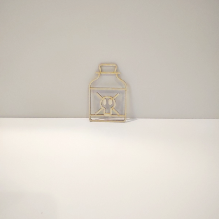 Dekor piktogram ze sklejki śmieszna ikona 8 x 12 cm znak FLAKON TRUCIZNA